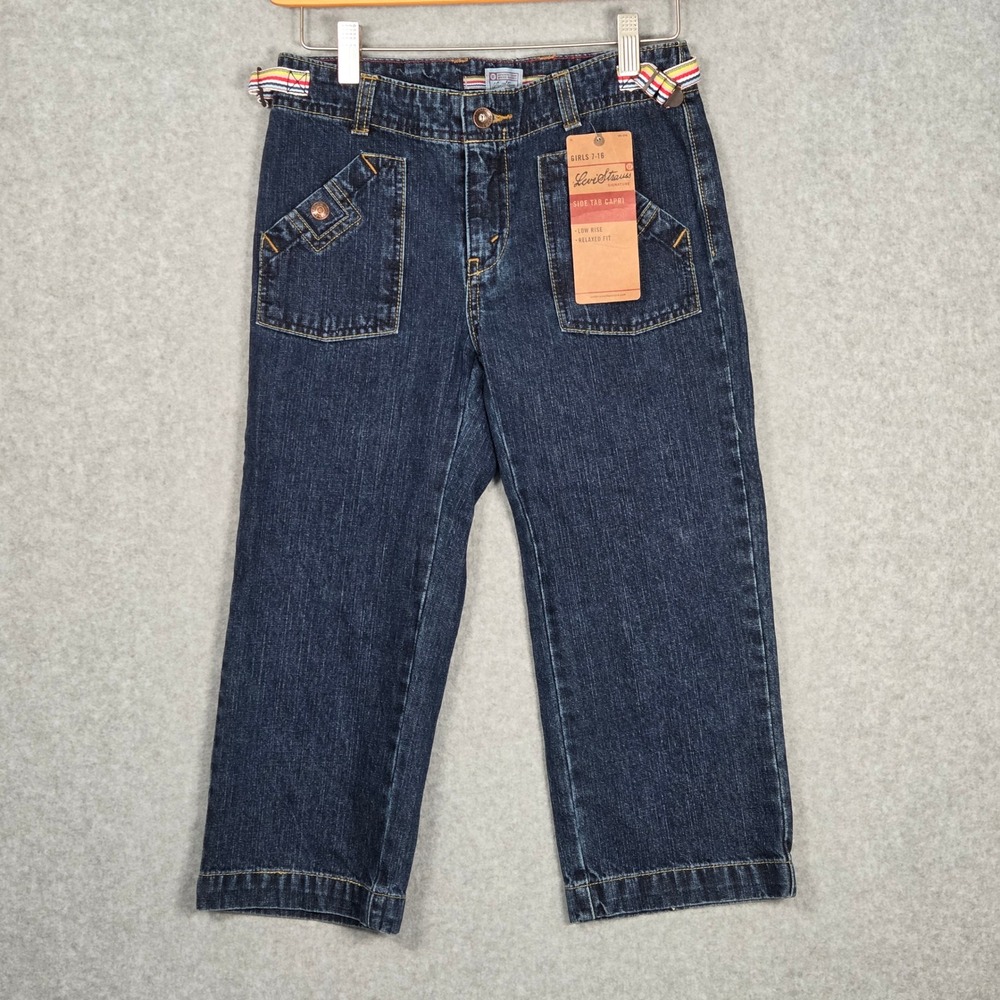 NEW‎ Deadstock Levi's Girls 14 Side Tab Capri Jeans Low Rise Patch Pocket Y2K - Picture 2 of 7